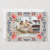 エレガントフローラフレームのクリスマスフォト シーズンカード (正面)