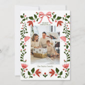 エレガントフローラフレームのクリスマスフォト シーズンカード (正面)