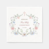 エレガントフローラフレームの最初の通信 スタンダードカクテルナプキン (正面)