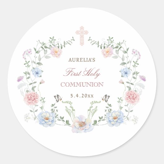 エレガントフローラフレームの最初の通信 ラウンドシール (正面)