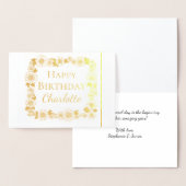 エレガントフローラフレームハッピーバースデー実在金ゴールド 箔カード (ディスプレー)