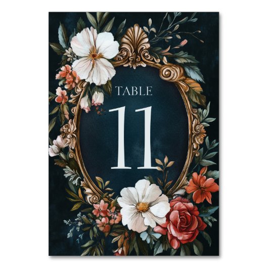 エレガントフローラフレームビンテージ結婚式シャワーカスタム テーブルナンバー (正面)
