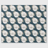 エレガントフローラフレームブライダルシャワーネイビーブルー ラッピングペーパー (フラット)