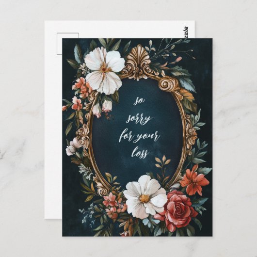 エレガントフローラフレームヴィンテージの損失を申し訳ない ポストカード (正面/裏面)