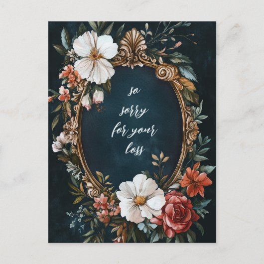 エレガントフローラフレームヴィンテージの損失を申し訳ない ポストカード (正面)