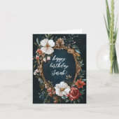 エレガントフローラフレームヴィンテージカスタム誕生日名 カード (正面)