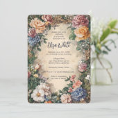 エレガントフローラフレームヴィンテージブライダルシャワーカスタム 招待状 (スタンド正面)