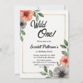 エレガントフローラフレーム夏ワイルドワン誕生日 招待状 (正面)