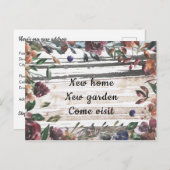 エレガントフローラフレーム水彩新しいアドレス ポストカード (正面/裏面)