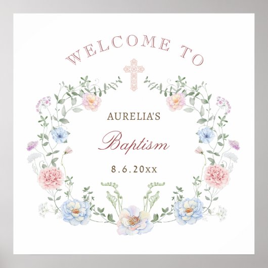 エレガントフローラフレーム洗礼へようこそ ポスター (正面)