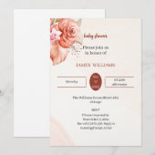 エレガントフローラフレーム赤ちゃんシャワーカスタマイズ 招待状 (正面/裏面)