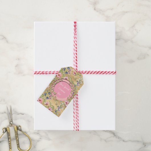 エレガントフローラフレーム：すべての大事な行事 ギフトタグ (より糸付き)