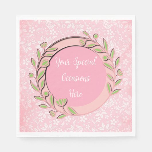 エレガントフローラフレーム:すべての大事な行事 スタンダードランチョンナプキン (正面)