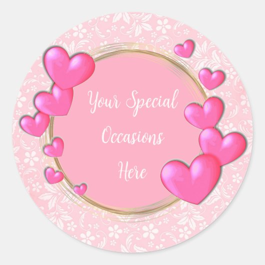 エレガントフローラフレーム：すべての大事な行事 ラウンドシール (正面)