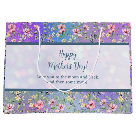 エレガントフローラフレーム:すべての大事な行事 ラージペーパーバッグ (正面)