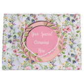 エレガントフローラフレーム：すべての大事な行事 ラージペーパーバッグ (正面)