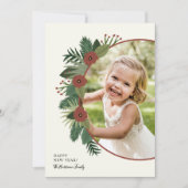 エレガントフローラフレームHappy New Year写真 シーズンカード (正面)