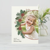 エレガントフローラフレームHappy New Year写真 シーズンカード (スタンド正面)