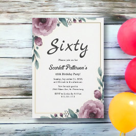 エレガントフローラフレ素朴ームBoho 60誕生日 招待状