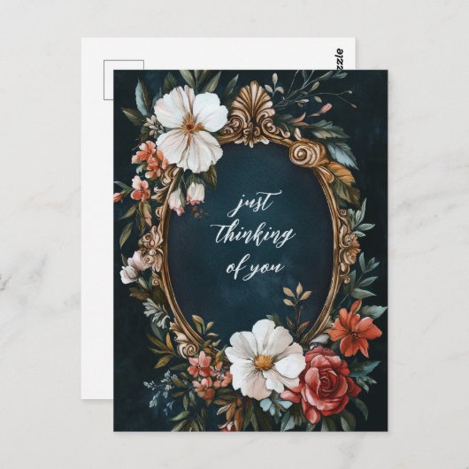 エレガントフローラフレ考えームヴィンテージ ポストカード (正面/裏面)