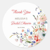 エレガントフローラブライダルシャワーありがとう ラウンドシール (正面)