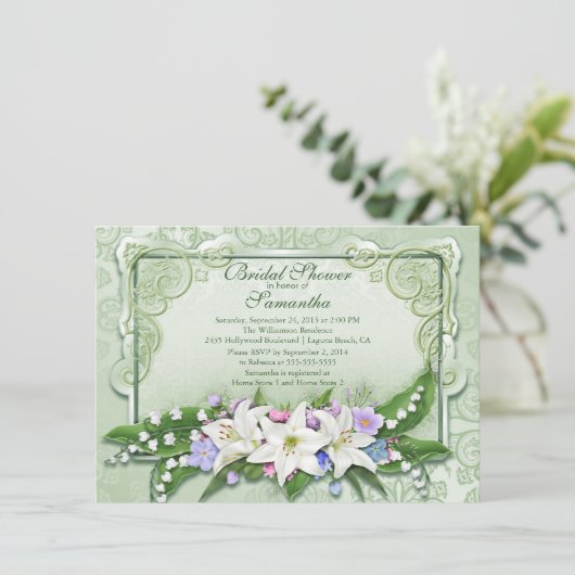 エレガントフローラブライダルシャワーの招待 招待状 (スタンド正面)