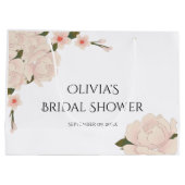 エレガントフローラブライダルシャワーは大きな抱き枕を好む ラージペーパーバッグ (裏面)