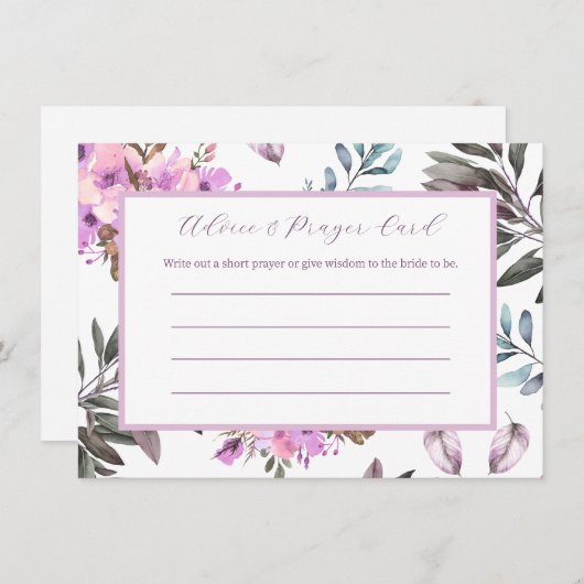 エレガントフローラブライダルシャワーアドバイスと祈りの言葉カード ノートカード (正面/裏面)