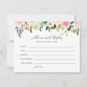 エレガントフローラブライダルシャワーアドバイスと願い 招待状 (正面)