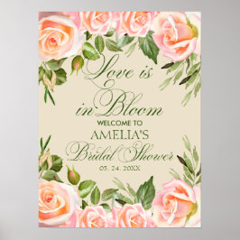 エレガントフローラブライダルシャワーウェルカムサイン ポスター