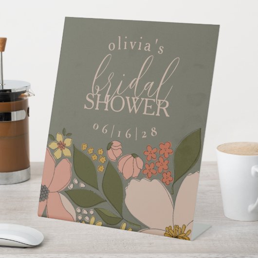 エレガントフローラブライダルシャワーギフトラベル 台座サイン (インサイチュ)
