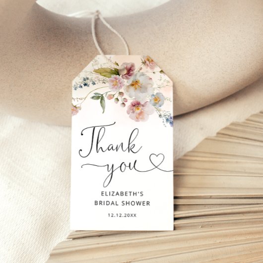 エレガントフローラブライダルシャワーサンキューメッセージカード ギフトタグ