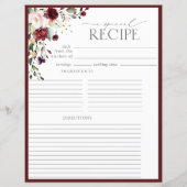 エレガントフローラブライダルシャワーレシピバインダーページ (裏面)