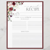 エレガントフローラブライダルシャワーレシピバインダーページ (正面)