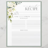 エレガントフローラブライダルシャワーレシピバインダーページ (正面)