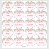 エレガントフローラブライダルシャワー名タグステッカー シール (シート)