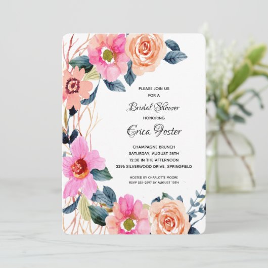 エレガントフローラブライダルシャワー招待状 (スタンド正面)