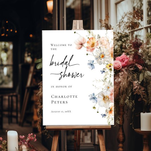 エレガントフローラブライダルシャワー歓迎 ポスター