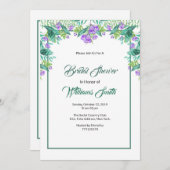 エレガントフローラブライダルシャワー発表カード 招待状 (正面/裏面)