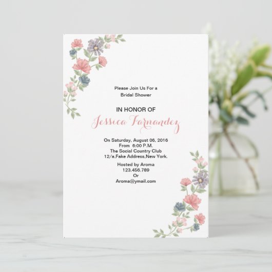 エレガントフローラブライダルシャワー起動カード 招待状 (スタンド正面)