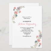 エレガントフローラブライダルシャワー起動カード 招待状 (正面/裏面)