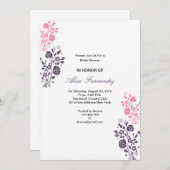 エレガントフローラブライダルシャワー起動カード 招待状 (正面/裏面)