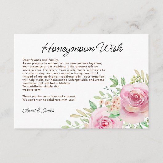 エレガントフローラブライダルシャワー エンクロージャーカード (正面)