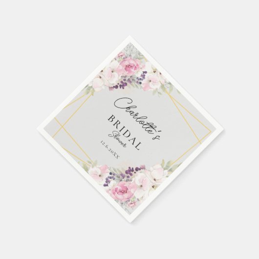 エレガントフローラブライダルシャワー スタンダードカクテルナプキン (角)