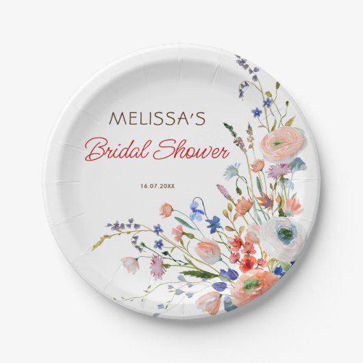 エレガントフローラブライダルシャワー ペーパープレート (正面)
