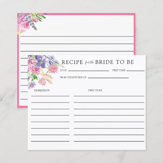 エレガントフローラブライダルシャワー | レシピカード (正面/裏面)