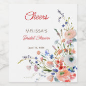 エレガントフローラブライダルシャワー ワインラベル (シングルラベル)