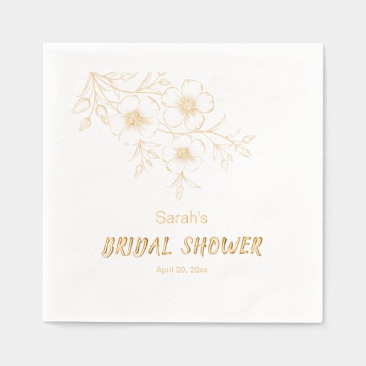 エレガントフローラブライダルシャワー 箔ナプキン (正面)