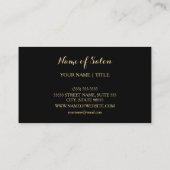 エレガントフローラブラックと金ゴールドフェイクヘアスタイリスト 名刺 (裏面)