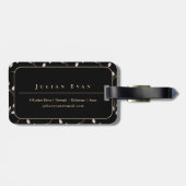 エレガントフローラブラックと金ゴールド光沢モノグラム ラゲッジタグ (裏面横)